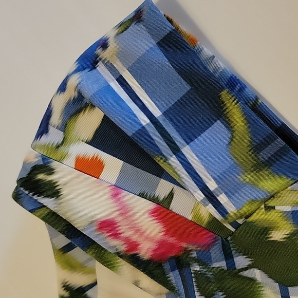 ❤Oscar de la Renta Dress w/ Bright Floral/Lattice Print & Gorgeous Pleats/Panels - Picture 14 of 16